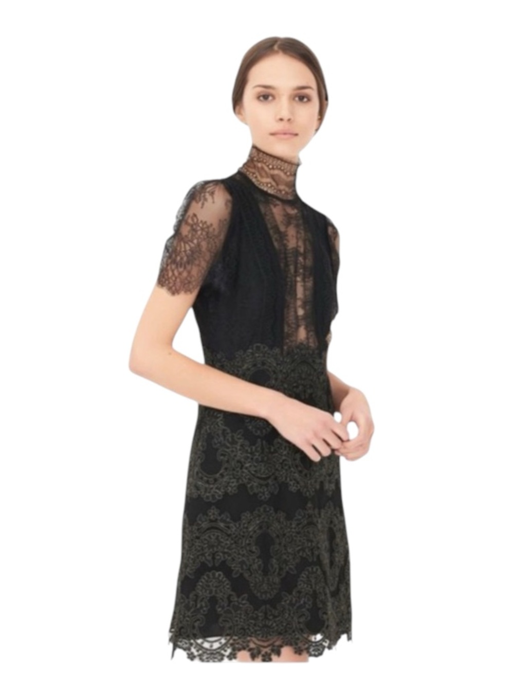 Sandro ✈︎ Rococo Metallic Guipure Lace Skirt ✈︎ aso Kristen Bell ✈︎ Black + Gold - Picture 2 of 16